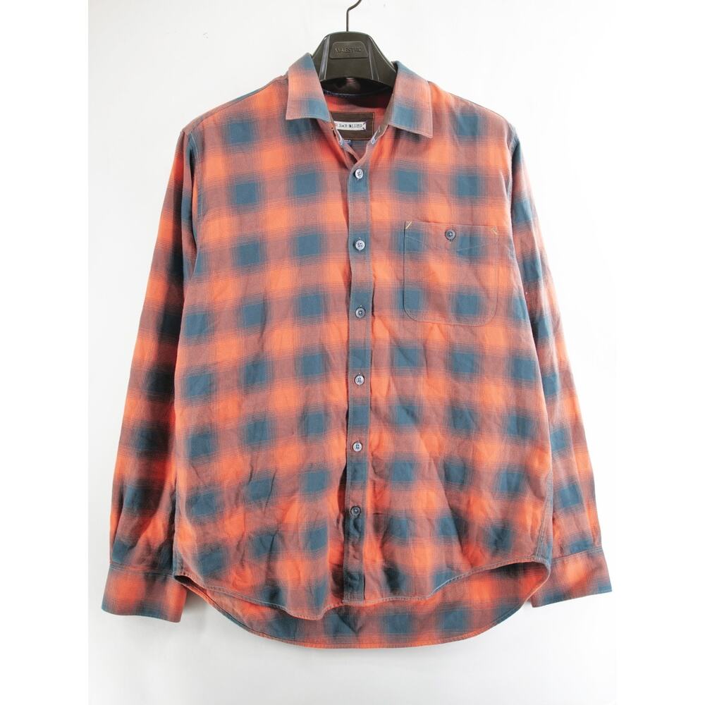 32 Bar Blues Shirt Mens Size Large Button Down Plaid gray red